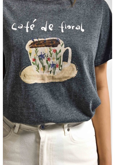 it's basic Kadın Gri W5 Oversize Özel Baskılı Tasarım T-shirt