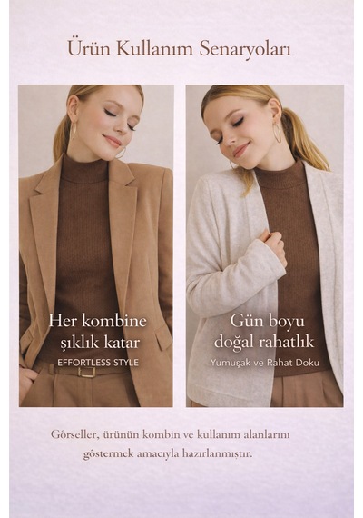 Aslındalook Kadın Fitilli Triko Esnek Uzun Kol Body Bluz Bady Kahverengi
