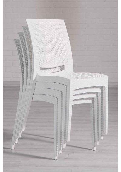 6 Adet Rattan Beyaz Sandalye - Bahçe&balkon&teras Sandalye Beyaz