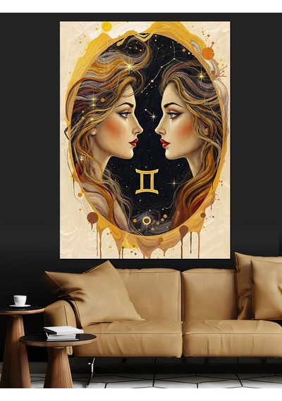 Ahşap Tablo İkizler Burcu Kadın Sembolü