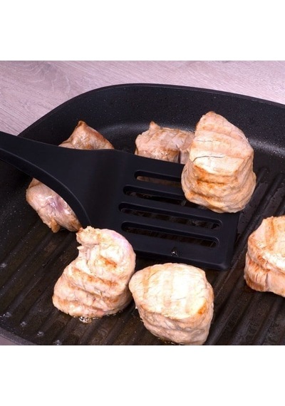 Lurch - Platin Silikon Delikli Spatula 32,5 Cm Siyah - Yanmaz, Yapışmaz, Bükülmez, Çizmez, Tat Ve Koku Bırakmaz - 240603 Renk