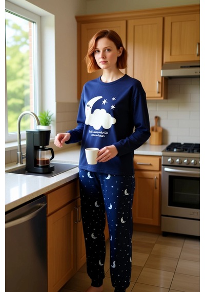 Ersefa Kız Çocuk Galaksi Baskılı Polar Pijama Fonksiyonel Dayanıklı Kali lacivert