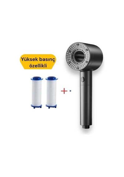 Truva 2 Adet Yedek Filtreli,yüksek Basınç Özellikli,star Stoplu Kireç Ö Gri