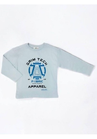 Çikoby Erkek Çocuk Grim Tech Yazılı İnce Uzun Kollu Pamuklu Tshirt-14867 Gri