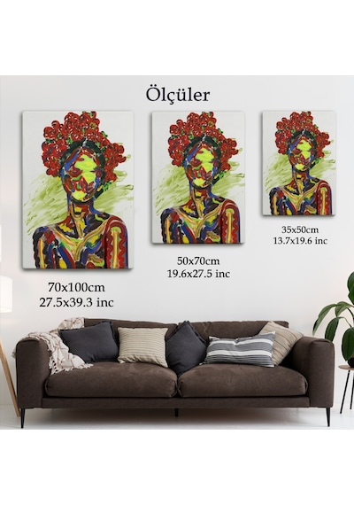 Renkli Kadın Modern Duvar Tablosu-6005 50 X 70