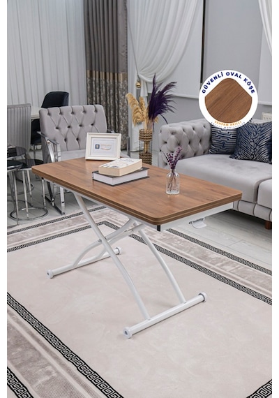 Juppo Üst Tabla Mdf Ceviz Oval Köşe Alt Beyaz Dışa Kıvrım