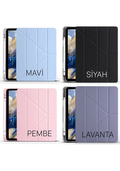 NovStrap Samsung Galaxy Tab S7 Fe Lte T730 T735 T737 Uyumlu Kılıf Smart Kalem Bölmeli Trifold Stand