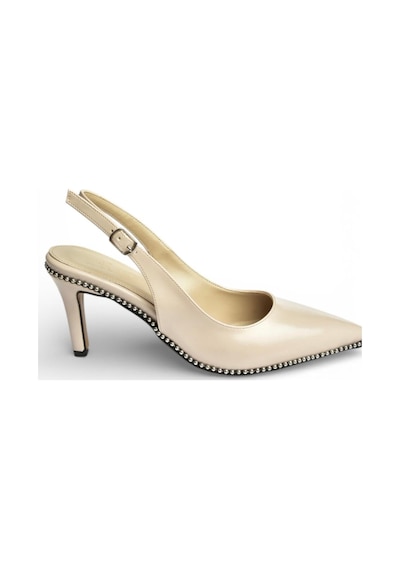 Fox Shoes Y572099760 Bej Rustik İnce Topuklu Kadın Ayakkabı Bej