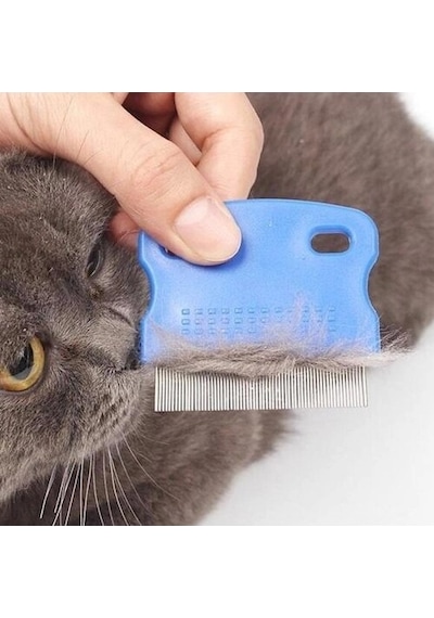 Petshop Profesyonel Ergonomik Kaymaz Saplı Metal Dişli Hassas Kedi Köpek İçin Bit Pire Tarağı