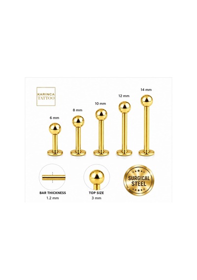 Labret Piercing Stud Cerrahi Çelik Tragus Conch Helix Dudak çok renkli