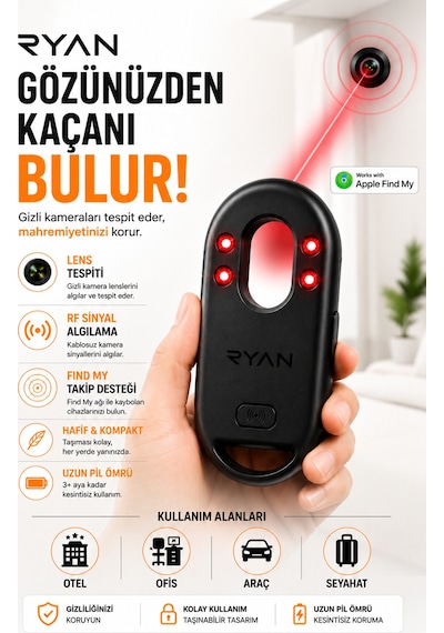 Akıllı Eşya Bulucu Find My Destekli Smart Tag  Dedektörü Anti-loss Konum Takipli