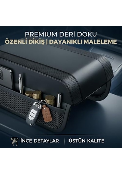 Premıum Yumuşak 2 Yan Cüzdanlı Araç Kol Dayama Padi. Kol Dayama Yastığı Araç İçi Organizer Kol Dayama