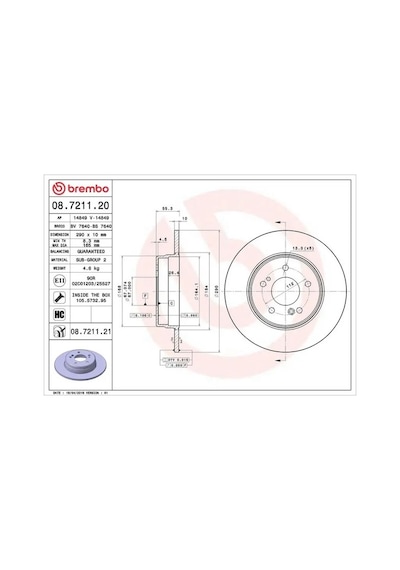 Mercedes E270 W210 Arka Fren Diski 1999-2002 Brembo 08721121 2adettir