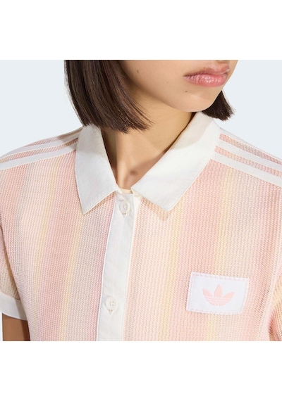 Adidas Originals Summer Glow Striped Cropped Kadın Pembe Polo Tişört Ky8140