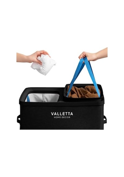 Valletta Paloma 100l Çift Yıkanabilir Bölmeli Katlanabilir Kumaş Kirli Çamaşır Sepeti Ink Black Diğer