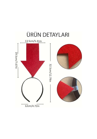 Kişiselleştirilebilir Ok Taç Üzerine Yazı Yazılabilen Parti Tacı Kırmızı Renk Pop