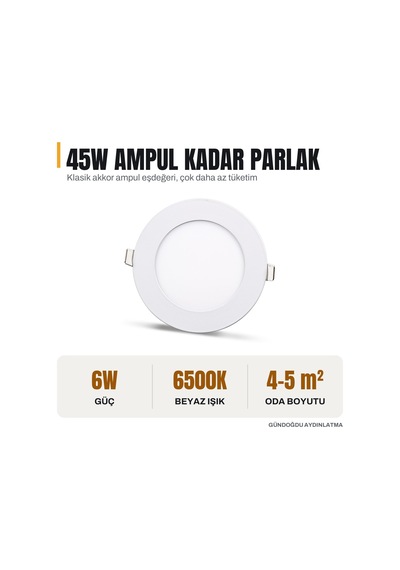 Noas 6w Led Sıva Altı Slim Panel Beyaz Işık - Yl10-0600