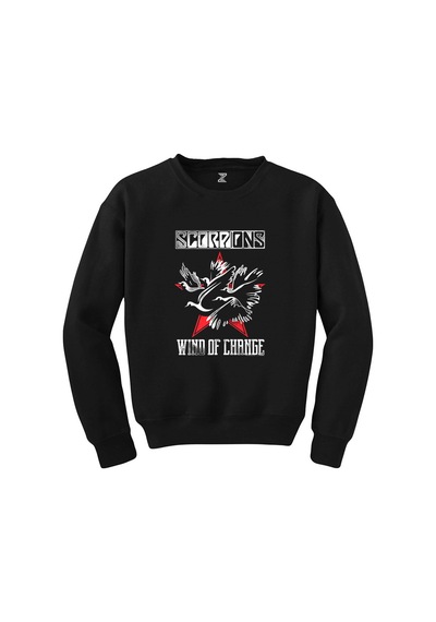 Scorpions Wind Of Change Siyah Sweatshirt Beyaz