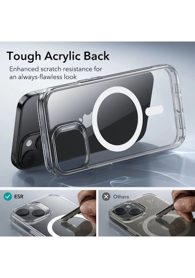 Apple Uyumlu iPhone Esr 15 Kılıf Classic Hibrit Halolock Magsafe Şeffaf
