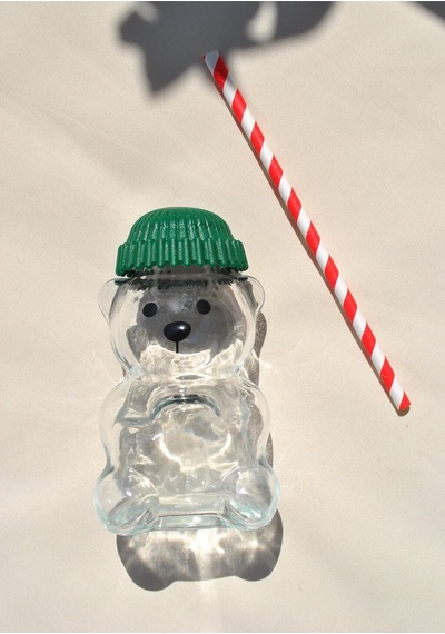 1 Adet Barista Cam Bardak Soğuk İçecek Pipetli Bardağı 550 Ml Ted Bear Ayıcıklı Bardak Şeffaf