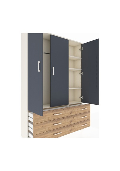 Arges Dolap 5 Raflı 6 Çekmeceli Tek Askılı 132x30x195 Aytaşı-antrasit/çam Antrasıt/atlas Çam Arges Dolap 5 Raflı 6 Çekmeceli Tek Askılı 132x30x195 Aytaşı-antrasit/çam Antrasıt/atlas Çam