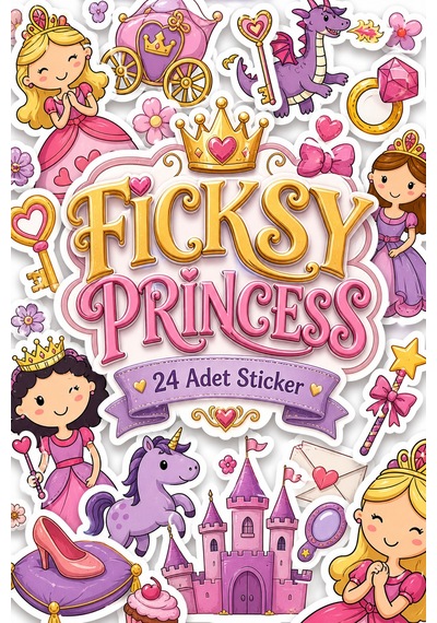 Sevimli Doodle Stili Unicorn Prenses Sticker Seti - 24 Adet Etiket Çıkartma Diğer