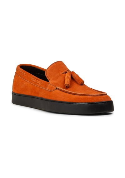 Deery Erkek Turuncu Hakiki Süet Püsküllü Loafer - 01994mtrcc01 Turuncu