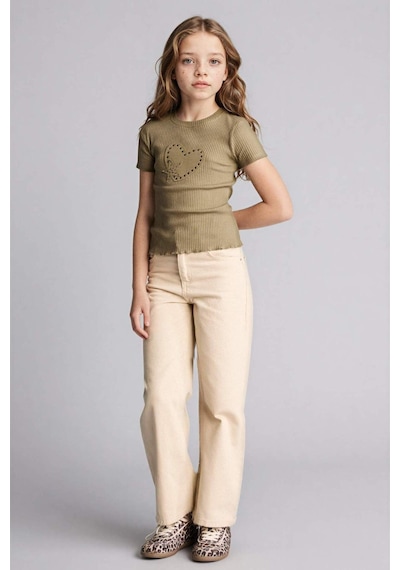 Defacto 90s Wıde Leg Gabardin Pantolon Kız Çocuk G0603a826sper41 Ekru-er41