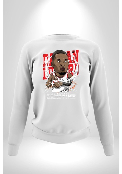 Basketbol Oyun Zamanı Unisex Beyaz Sweatshirt Beyaz