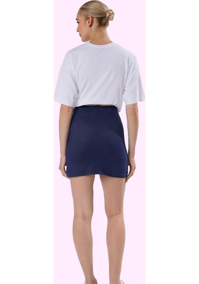 Ersefa Kadın Pamuk Mini Şort Etek Rahat Kesim Yazlık Normal Bel Slim Fit Lacivert