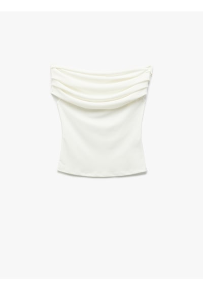 Koton Krep Kumaş Drape Detaylı Straplez Bluz Kırık Beyaz 5sak10045uk Ekru