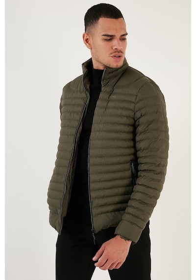 Buratti Su Itici Slim Fit Cepli Dik Yaka Şişme Erkek Mont 649010 Haki
