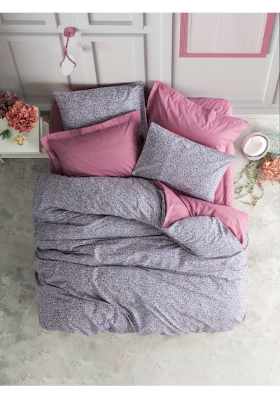 Cotton Box Petite Çift Kişilik Lastikli Çarşaflı Nevresim Takımı Penny Gül Kurusu