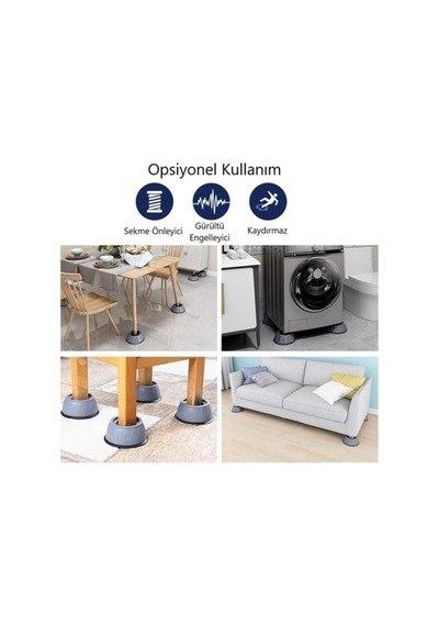 Gürültü Ve Kaymaz Titreşim Önleyici Kauçuk Ayak Pedleri 4'Lü Set - 538286425