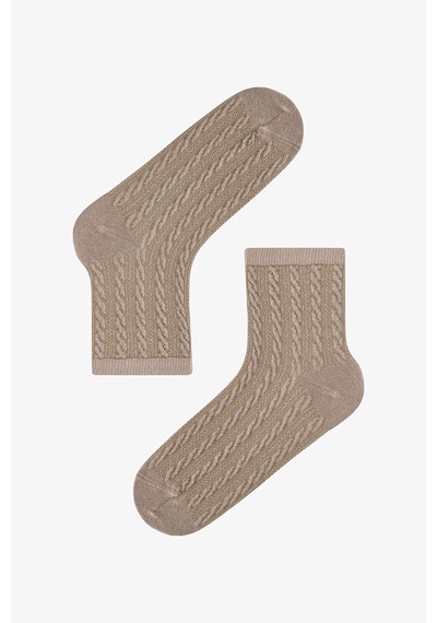 Penti Geometric Jacquard 5li Soket Çorap Kahve