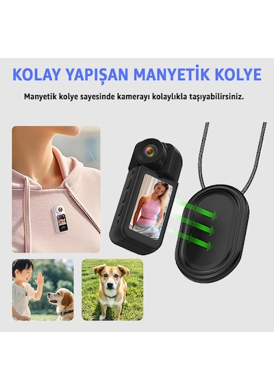 Robeve Mini Taşınabilir Aksiyon Kamera 2.7k Ultra Hd Video 180 Döner Lens Wi-fi Bağlantılı 1.47 Hd Ekran Siyah
