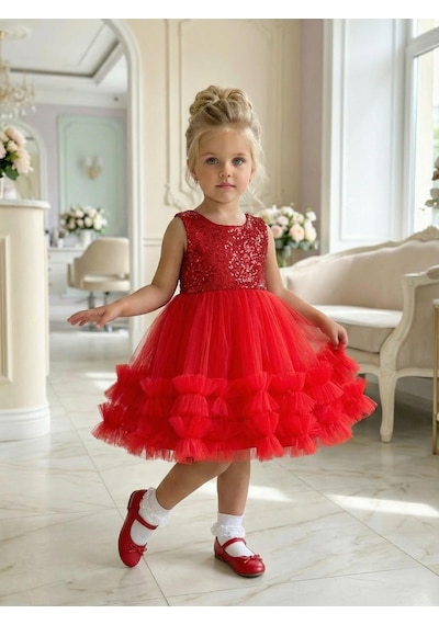 Butikhappykids Kız Çocuk Kırmızı Payetli Volanlı Tüllü Prenses Abiye Elbise 1-5 Yaş Kırmızı Butikhappykids Kız Çocuk Kırmızı Payetli Volanlı Tüllü Prenses Abiye Elbise 1-5 Yaş Kırmızı
