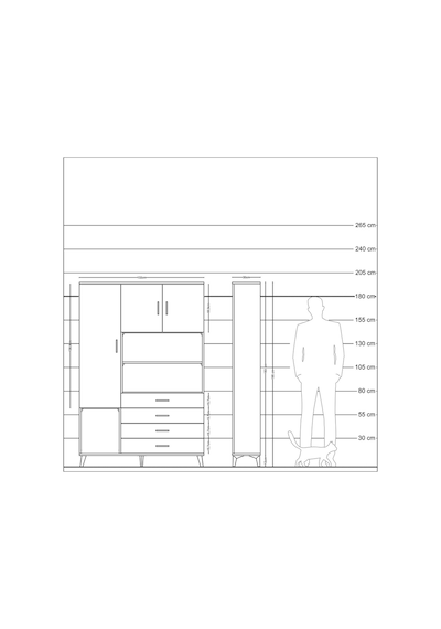 Arges Dolap 7 Raflı 4 Çekmeceli 3 Kapaklı 132x30x195 Aytaşı-ç... Aytaşı