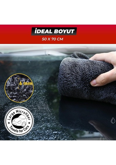 50x70 Cm Süper Su Emici Özellikli Mikrofiber Araç Kurulama Havlusu, Orta Boy Çift Katlı Araç Kurutma Ve Torpido Si