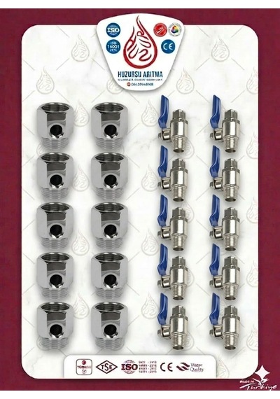 Arıtma Cihazı Giriş Suyu Bağlantı Seti - Metal Hat Alma Aparatı & Lüks Küresel Vana 10'lu Paket 1