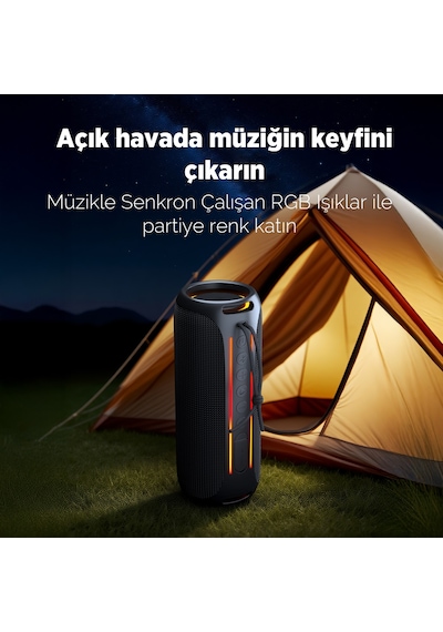 Nowgo F6 20w Rgb Speaker Su Geçirmez Taşınabilir Kablosuz Bluetooth Hoparlör Siyah