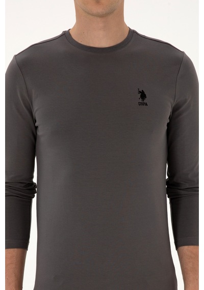 U.S. Polo Assn. Erkek Slim Fit Bisiklet Yaka Gri Basic Sweatshirt 50307762-VR024