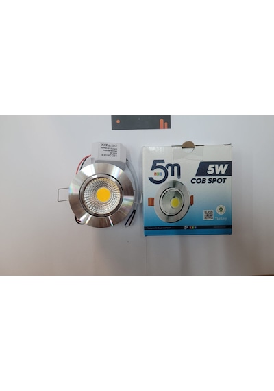 5m 5 Watt Cob Spot Krom Kasa 3200k Günışığı Led Spot 10 Lu Paket Gümüş - Krom