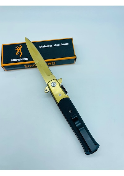 Browning Marka Gold Kamp Bıçak Siyahkasa Kamp Çakı //22cm Sarı - Siyah