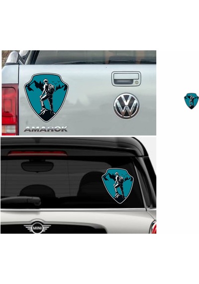 Dağcı Maceracı Sticker - Kamp Adventure Off Road 4x4 Sticker - Araba Oto Motosiklet Karavan Cam Sticker - 00061 15x14 Cm