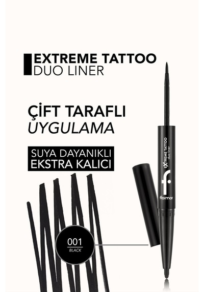 Flormar Extreme Tattoo Duo Akmayan Kajal Göz Kalemi & Dipliner 001 Black