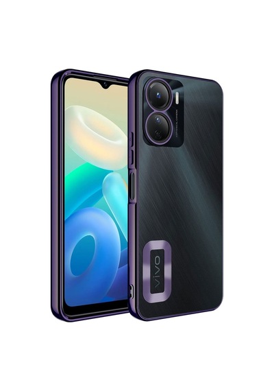 Vivo Y16 Kılıf Kamera Korumalı Logo Gösteren Zore Omega Kapak Derin Mor