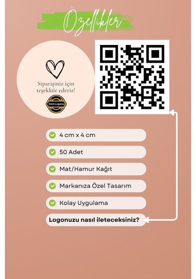 Kişiye Özel Butik Logo Etiketi 50 Adet Sipariş Teşekkür Etiketi Sticker 4x4 Cm Diğer
