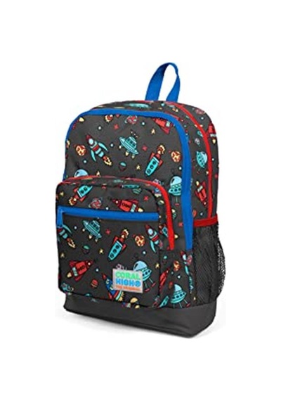 Coral High Kids Gri Uzay Desenli Dört Bölmeli Okul Sırt Çantası 23469
