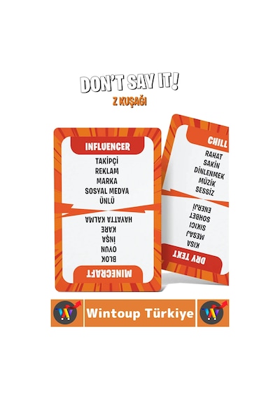 Eğitici Dikkat Zeka Gelişimi Eğlenceli Vakit Geçirme Genç Nesil Kart Oyunu Don't Say It-z Kuşağı